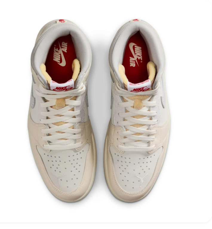 Air Jordan 1 Retro High OG 'Sail' Cream White & Grey Sneakers