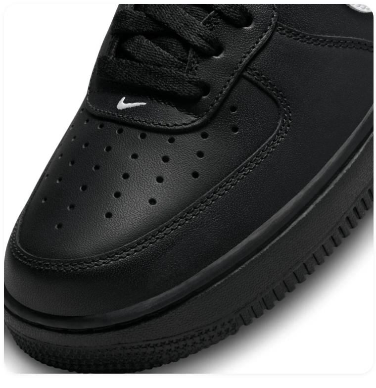 Nike Air Force 1 Low '07 'Black & White' All-Black Leather & White Swoosh Panda Classic AF1 Sneakers