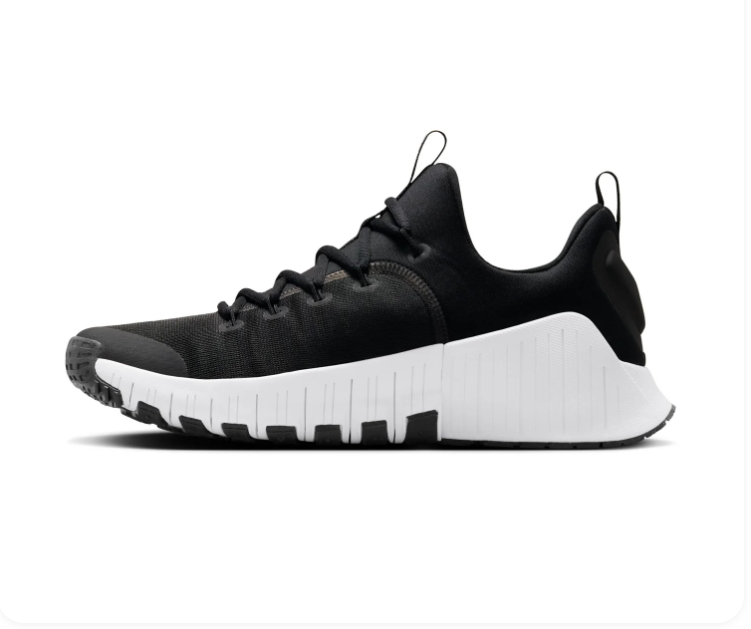 Nike Free Metcon 6 'Black & White' All-Black Mesh, White Swoosh & Bold N-Logo Training Shoe with Stable Lifting Platform