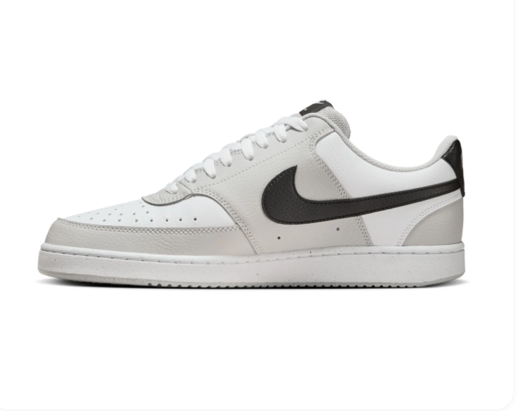 Nike Court Vision Low 'White, Grey & Black' Tri-Color Leather Classic Basketball Sneakers