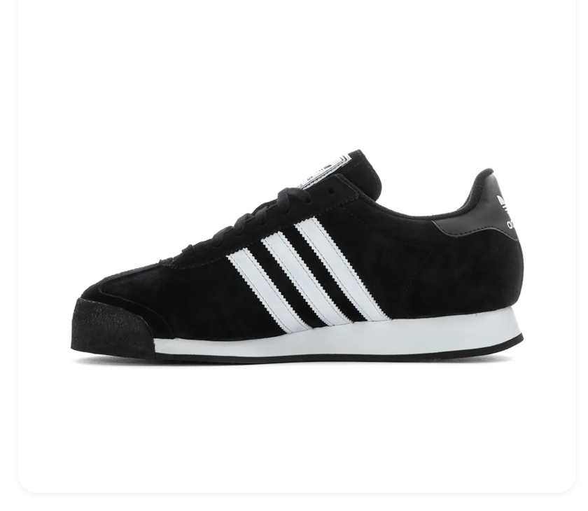 Adidas Samoa 'Core Black & Cloud White' All-Black Suede, White Leather 3-Stripes, Black Heel Tab with Trefoil, Square adidas Tongue Label, Black Laces & White Cupsole Classic American Retro Lifestyle Sneakers