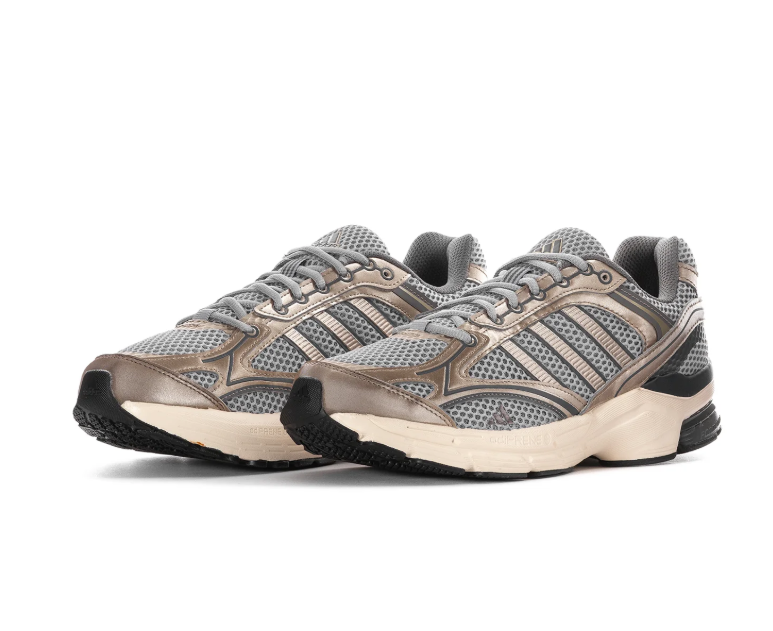 Adidas Response CL 'Grey & Rose Gold' Silver Grey Mesh Upper, Rose Gold Metallic Overlays & Heel Panel, Grey 3-Stripes, Grey Round Laces, Cream White Chunky Midsole & Black Rubber Outsole Y2K Vintage Running Lifestyle Sneakers