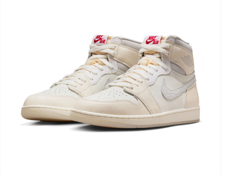 Air Jordan 1 Retro High OG 'Sail' Cream White & Grey Sneakers