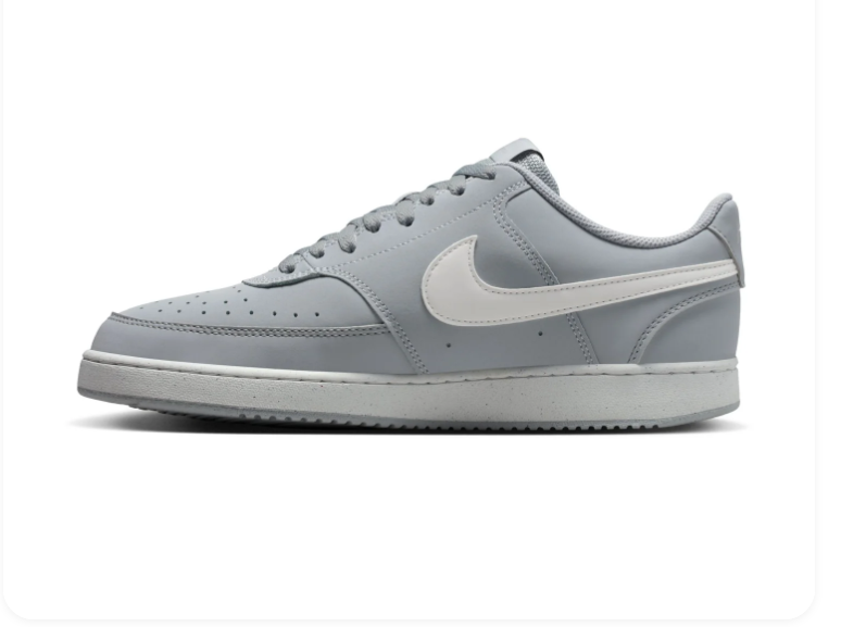 Nike Court Vision Low 'Wolf Grey' Tonal Grey Leather Minimalist Basketball Sneakers