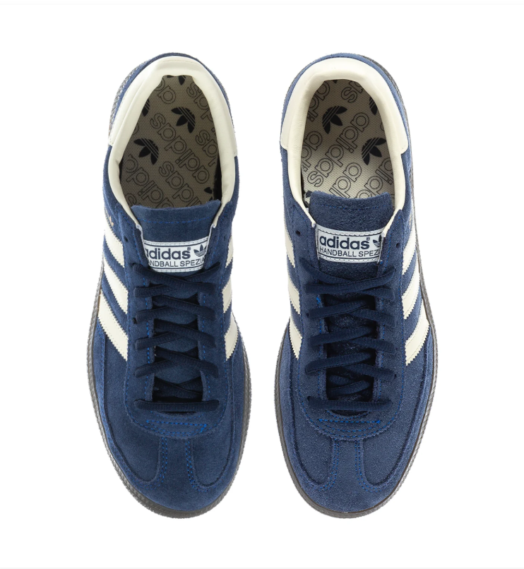 Adidas Handball Spezial 'Navy & Cream White' Navy Suede Upper, Cream White 3-Stripes & Collar, Navy Flat Laces, Gold SPEZIAL Side Lettering & Black Rubber Outsole Classic Heritage Handball Lifestyle Sneakers