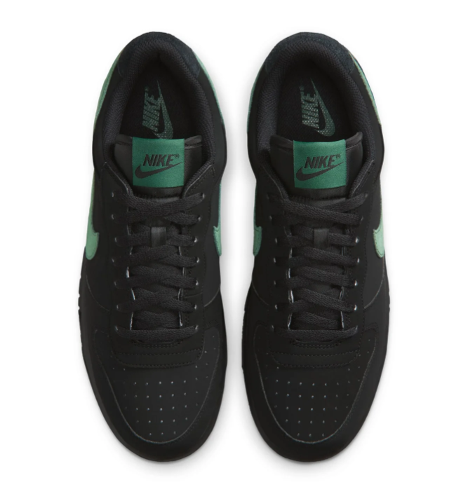 Nike Dunk Low 'Black & Green Noise' All-Black Suede & Gorge Green Swoosh Dark Street Retro Sneakers
