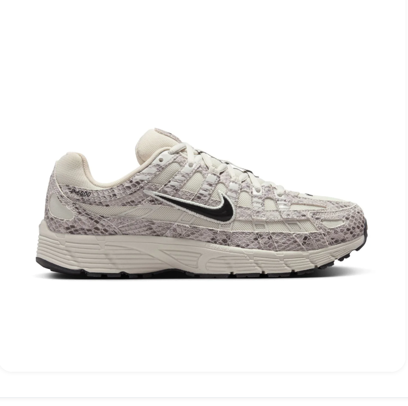 Nike P-6000 'Snake Print' Phantom Cream & Black Retro Running Sneakers