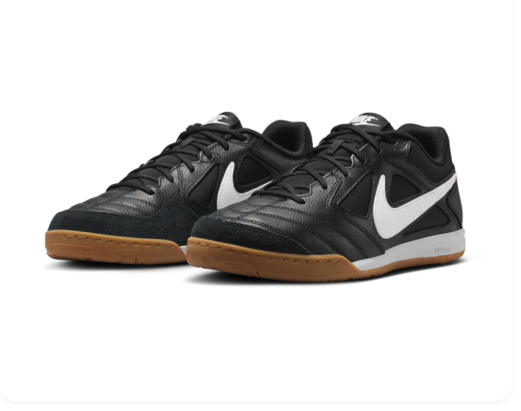 Nike Tiempo Legend 10 Academy IC 'Black & White' All-Black Leather, White Swoosh & Gum Flat Indoor Court Football Soccer Shoes