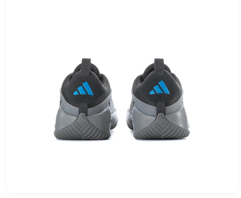 Adidas Own The Game 3 'Carbon & Bright Blue' Black Mesh Upper, Bright Blue 3-Stripes, Blue Trefoil Heel Branding, Grey Pull Tab, Chunky Grey OwnTheGame Midsole & Grey Rubber Outsole High-Performance Basketball Sneakers