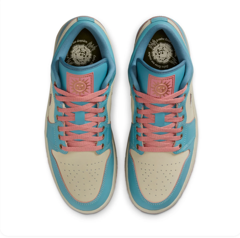 Air Jordan 1 Low SE 'Celestial' Cerulean Blue, Cream & Pink Bloom Sneakers (WMNS)