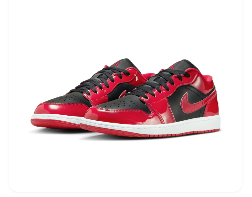 Air Jordan 1 Low 'Patent Bred' Black Red Sneakers