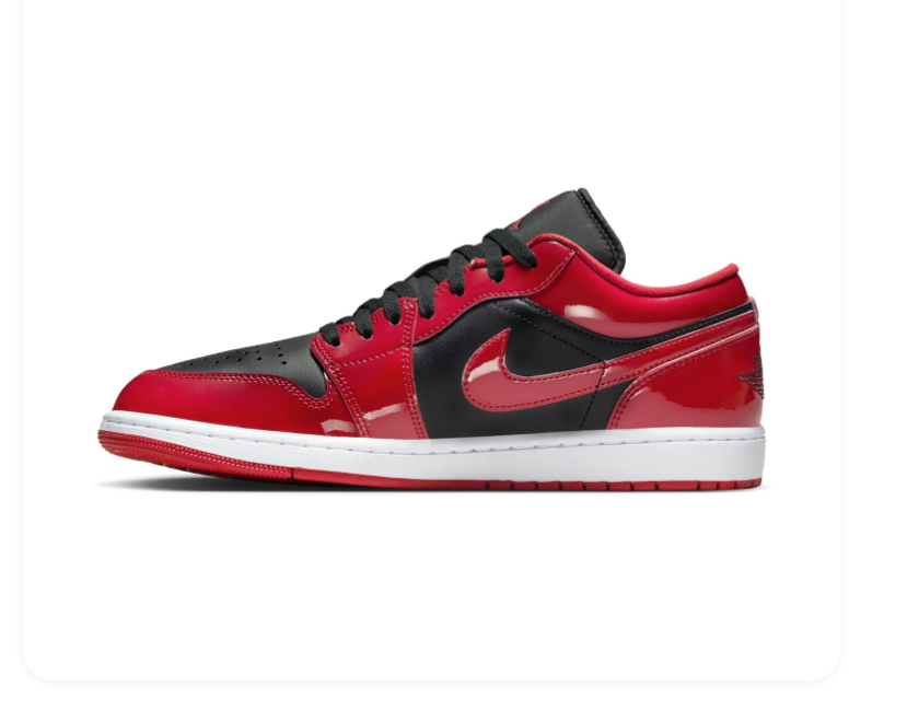 Air Jordan 1 Low 'Patent Bred' Black Red Sneakers