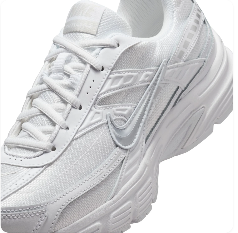 Nike Initiator 'Triple White' White & Metallic Silver Retro Running Sneakers