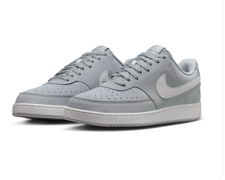 Nike Court Vision Low 'Wolf Grey' Tonal Grey Leather Minimalist Basketball Sneakers