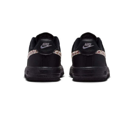 Nike Force 1 Low EasyOn 'Black & Leopard' All-Black Leather & Leopard Print Swoosh Easy-On Sneakers