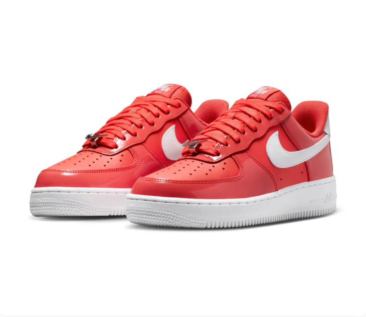 Nike Air Force 1 Low '07 'Habanero Red' Red Leather & White Swoosh Classic Sneakers