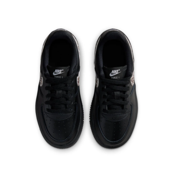 Nike Force 1 Low EasyOn 'Black & Leopard' All-Black Leather & Leopard Print Swoosh Easy-On Sneakers