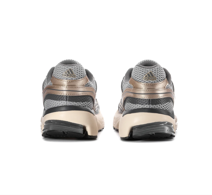 Adidas Response CL 'Grey & Rose Gold' Silver Grey Mesh Upper, Rose Gold Metallic Overlays & Heel Panel, Grey 3-Stripes, Grey Round Laces, Cream White Chunky Midsole & Black Rubber Outsole Y2K Vintage Running Lifestyle Sneakers