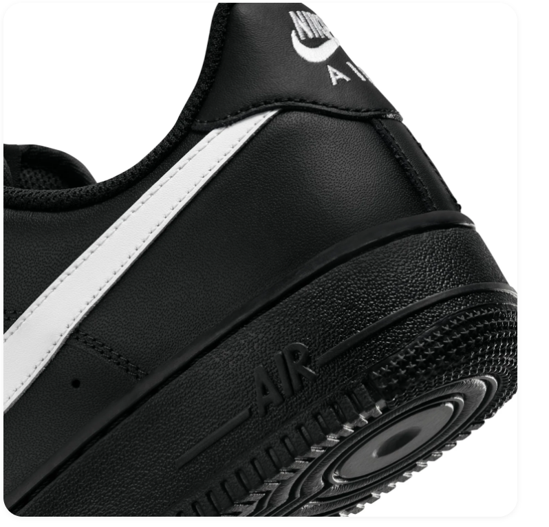 Nike Air Force 1 Low '07 'Black & White' All-Black Leather & White Swoosh Panda Classic AF1 Sneakers