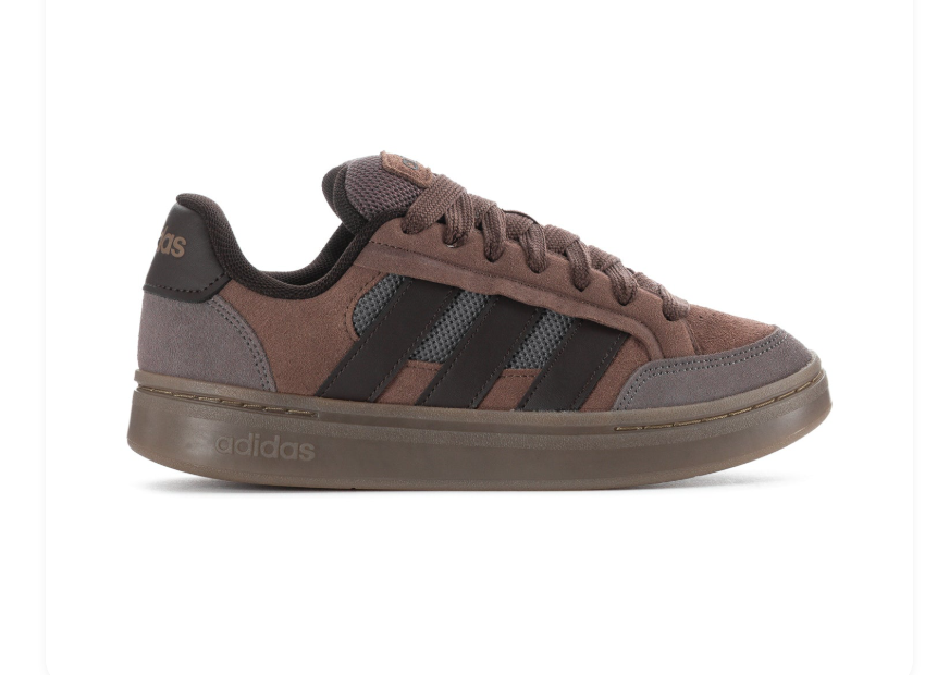 Adidas Cloudfoam Advantage 'Dark Brown' Tonal Dark Brown Suede Upper, Brown Mesh Panel, Tonal 3-Stripes, Brown Flat Laces, Black Collar Lining, Brown Gum Outsole & Cloudfoam Comfort Insole Tonal Urban Casual Lifestyle Sneakers