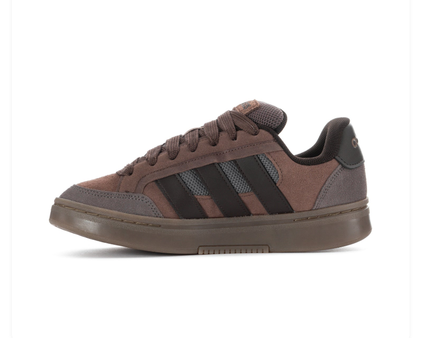 Adidas Cloudfoam Advantage 'Dark Brown' Tonal Dark Brown Suede Upper, Brown Mesh Panel, Tonal 3-Stripes, Brown Flat Laces, Black Collar Lining, Brown Gum Outsole & Cloudfoam Comfort Insole Tonal Urban Casual Lifestyle Sneakers
