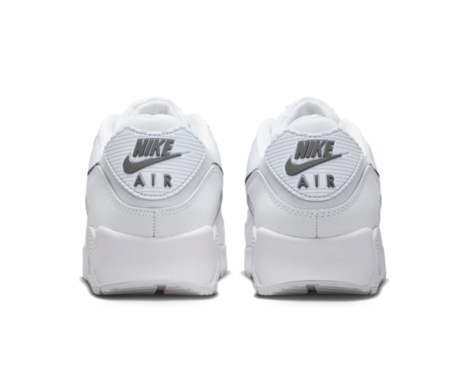 Nike Air Max 90 'White & Cool Grey' White Mesh & Leather Cool Grey Swoosh Classic Running Sneakers