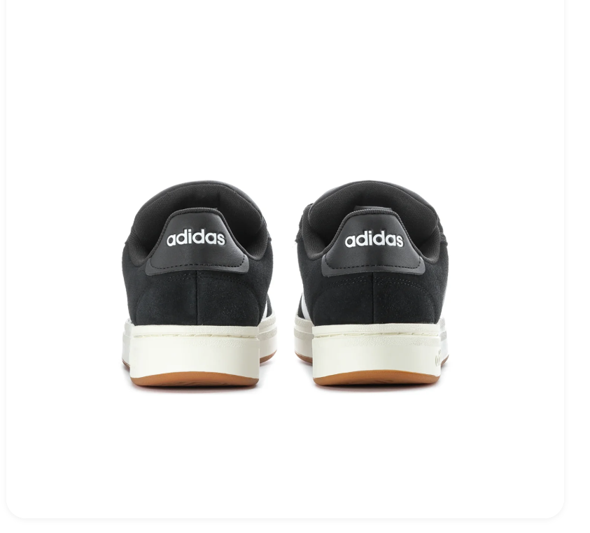 Adidas Grand Court Alpha 'Core Black & Cloud White' All-Black Suede, White 3-Stripes, adidas Heel Branding, Chalk White Chunky Midsole & Gum Outsole Premium Retro Court Lifestyle Sneakers