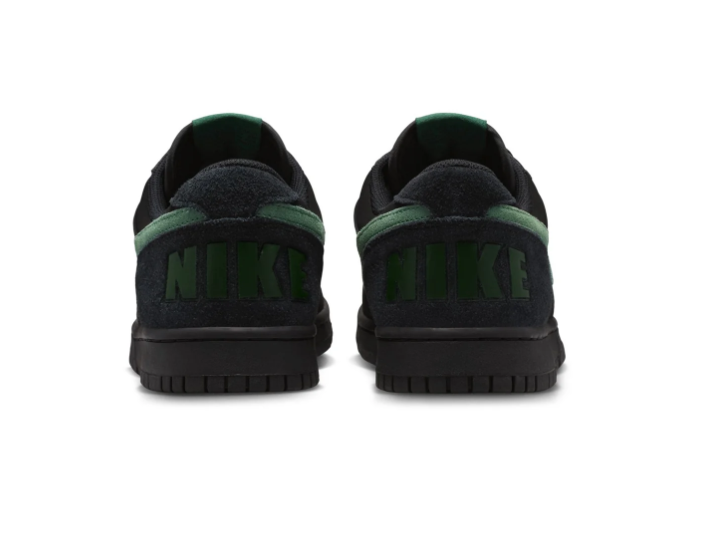 Nike Dunk Low 'Black & Green Noise' All-Black Suede & Gorge Green Swoosh Dark Street Retro Sneakers