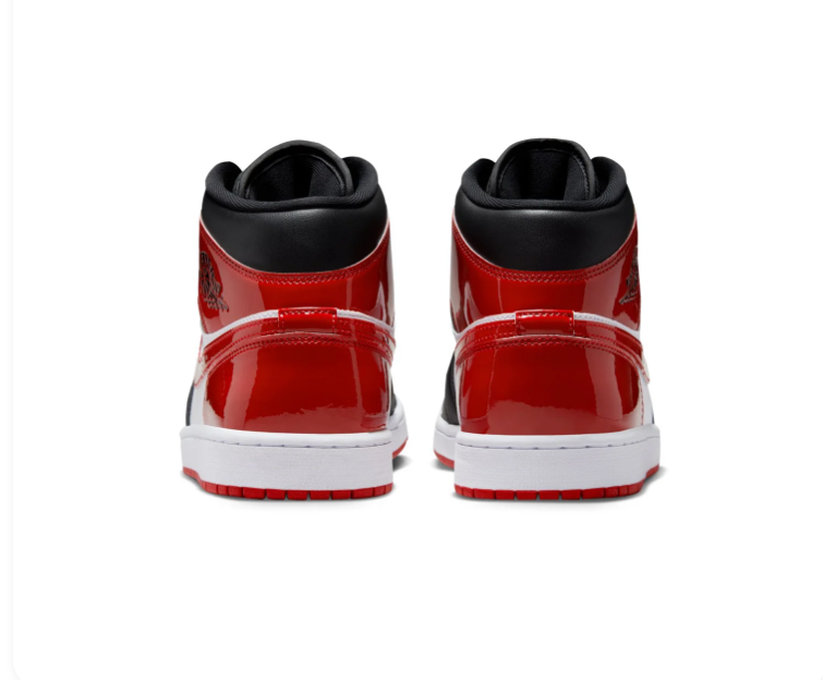 Air Jordan 1 Mid 'Bred Toe' Black Red Sneakers