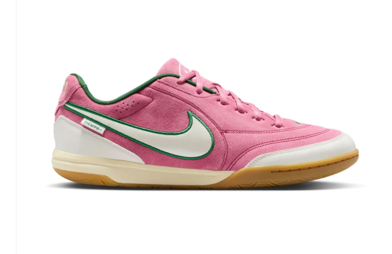 Nike Tiempo Legend 10 Academy IC 'Pink Rise & Gorge Green' Pink Leather Suede, White Swoosh Green Outline, Gum Outsole Indoor Court Football Lifestyle Sneakers