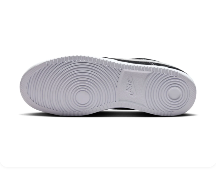Nike Court Vision Low 'Black & White' All-Black Perforated Suede, White Swoosh & Contrast Stitch Court Sneakers