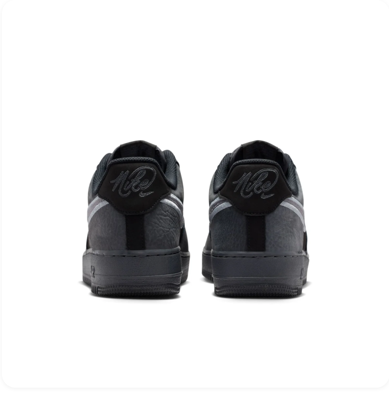 Nike Air Force 1 Low '07 'Black & Anthracite' Multi-Material Suede & Leather Cool Grey Swoosh Stealth AF1 Sneakers