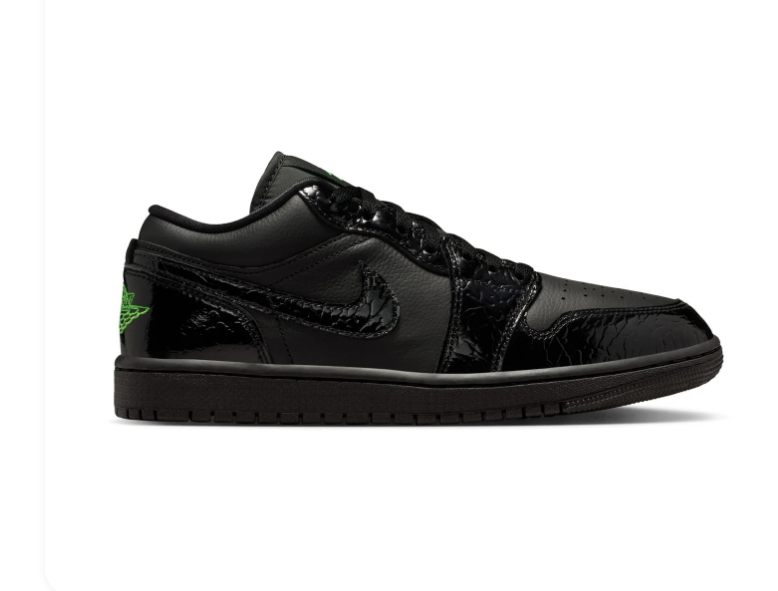 Air Jordan 1 Low 'Black Green' All Black Sneakers