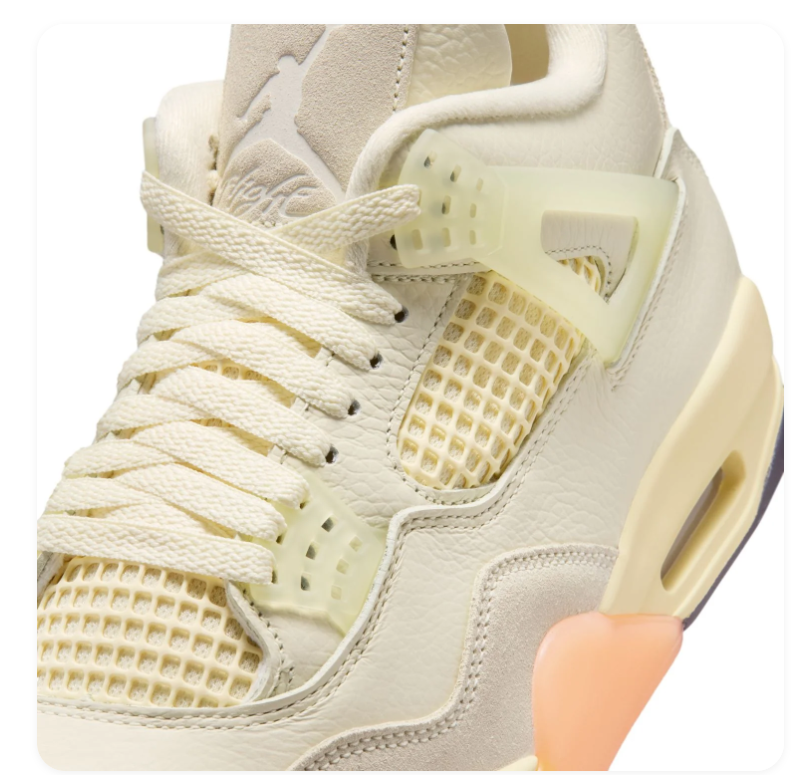 Air Jordan 4 Retro 'Shimmer' Sail Cream & Melon Orange Sneakers (WMNS)