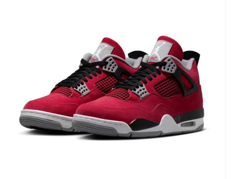 Air Jordan 4 Retro 'Toro Bravo' Fire Red Black & Grey Sneakers