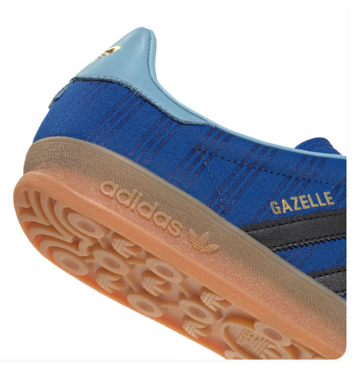 Adidas Gazelle Indoor 'Blue Bird & Core Black' Royal Blue Suede, Black 3-Stripes, Light Blue Collar & Gum Outsole Heritage Lifestyle Sneakers