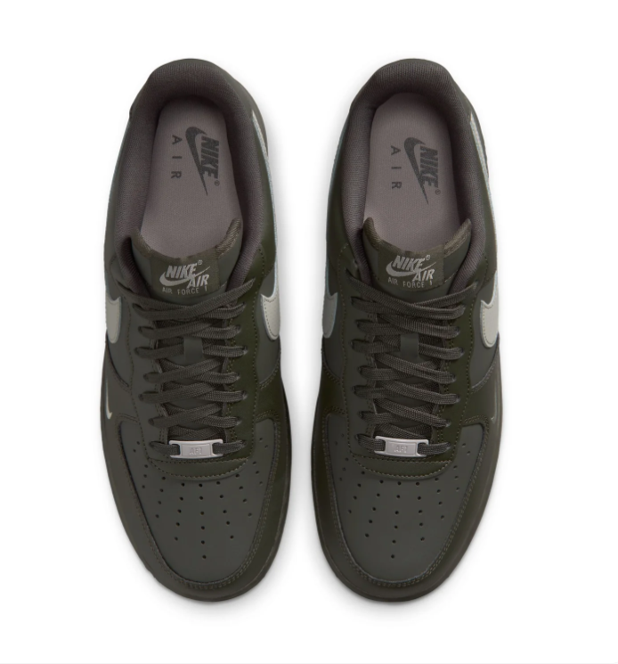 Nike Air Force 1 Low '07 'Cargo Khaki & Reflect Silver' Olive Green Leather & Reflective Silver Swoosh Military AF1 Sneakers
