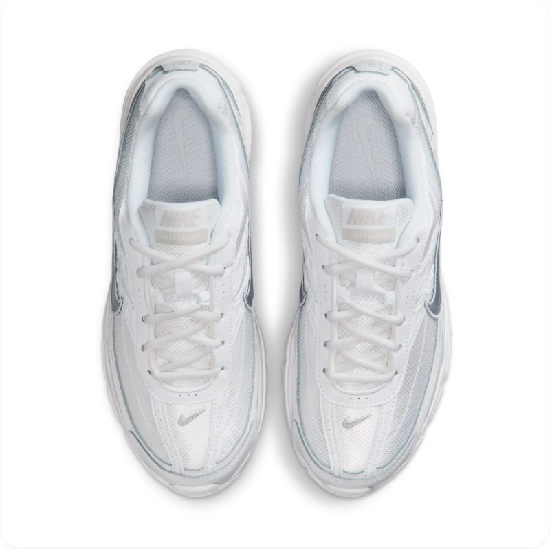 Nike Initiator 'Triple White' White & Metallic Silver Retro Running Sneakers