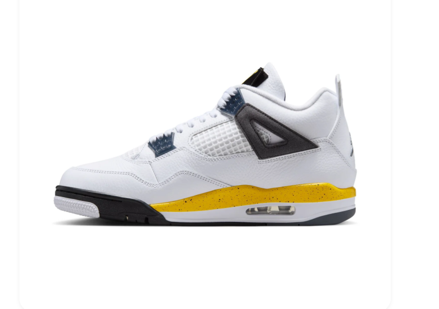 Air Jordan 4 Retro 'Yellow Thunder' White Black & Yellow Sneakers