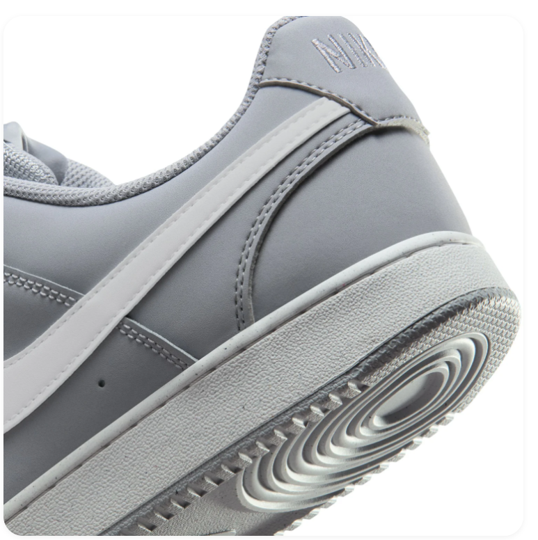 Nike Court Vision Low 'Wolf Grey' Tonal Grey Leather Minimalist Basketball Sneakers