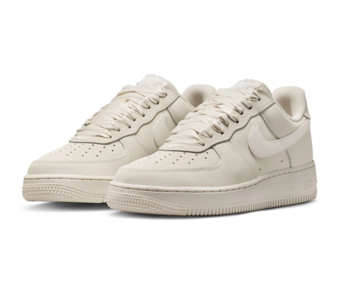 Nike Air Force 1 Low '07 'Sail' Tonal Cream Leather & Satin Lace Luxury Special Edition Sneakers