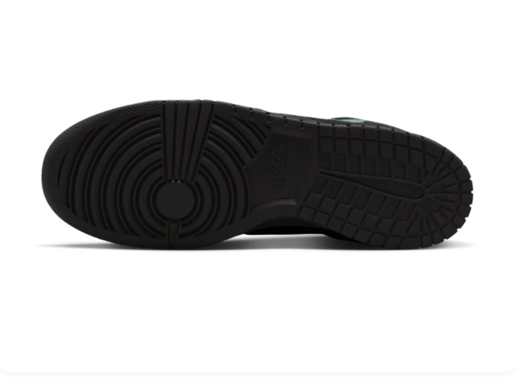 Nike Dunk Low 'Black & Green Noise' All-Black Suede & Gorge Green Swoosh Dark Street Retro Sneakers