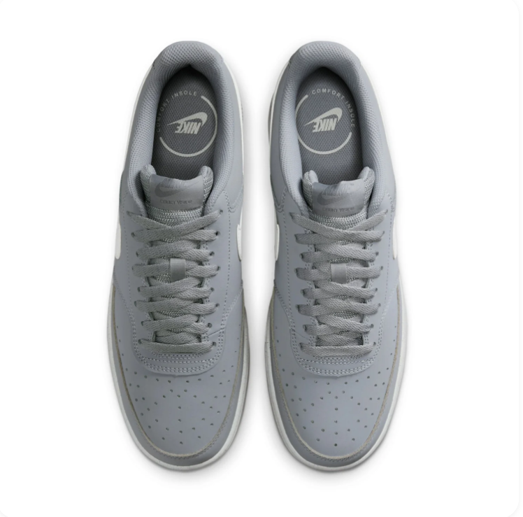 Nike Court Vision Low 'Wolf Grey' Tonal Grey Leather Minimalist Basketball Sneakers