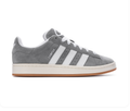 Adidas Campus 00s 'Grey & Cloud White' Light Grey Suede, White 3-Stripes, Oval Trefoil Tongue Badge, Off-White Midsole & Gum Outsole Retro Y2K Collegiate Lifestyle Sneakers