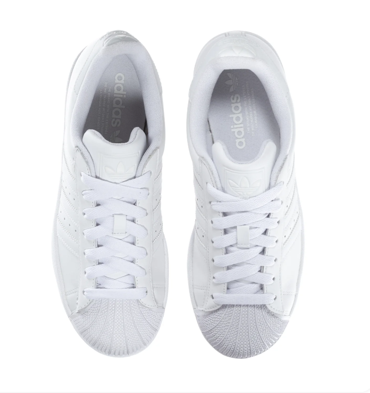 Adidas Superstar 'Triple White' All-White Leather Upper, Tonal White 3-Stripes, White Shell Toe, White Flat Laces, White Cupsole Midsole & White Rubber Outsole Purist Tonal All-White Retro Basketball Lifestyle Sneakers