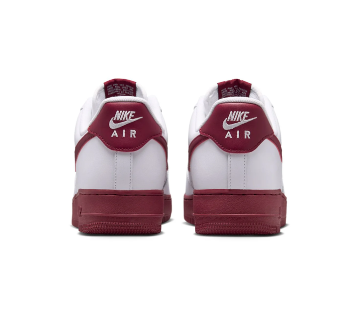 Nike Air Force 1 Low '07 'White & Team Red' White Leather, Team Red Swoosh & Bold Red Outsole Collegiate AF1 Sneakers