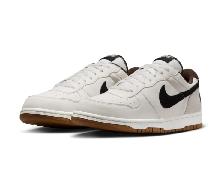 Nike Dunk Low 'Sail & Baroque Brown' Sail Leather, Black Swoosh & Gum Brown Outsole Retro Sneakers