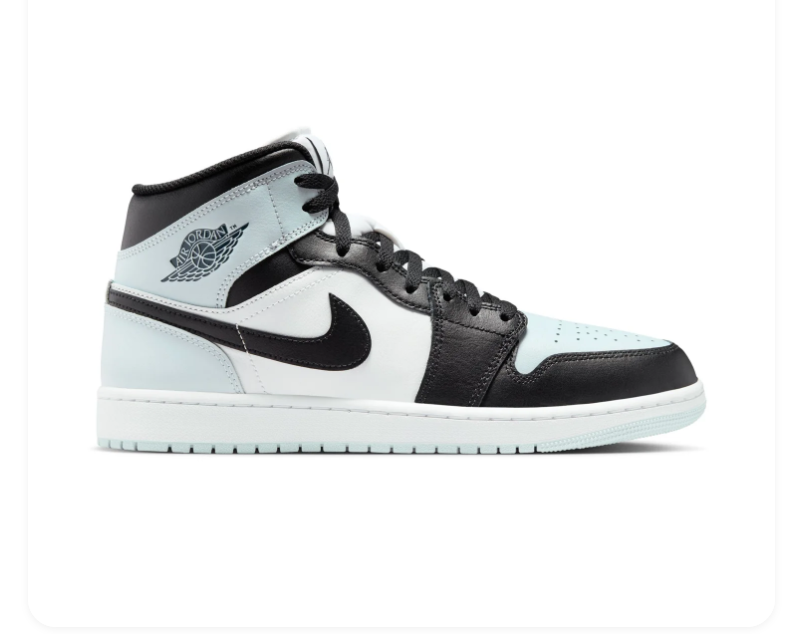 Air Jordan 1 Mid 'Barely Green' Ice Blue & Black Sneakers