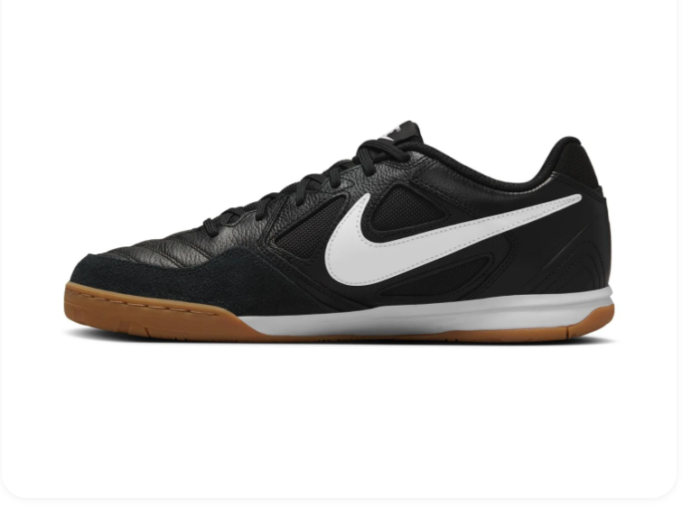 Nike Tiempo Legend 10 Academy IC 'Black & White' All-Black Leather, White Swoosh & Gum Flat Indoor Court Football Soccer Shoes