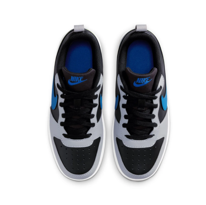 Nike Court Borough Low Recraft (GS) 'Black & Wolf Grey' Multi-Color Photo Blue & Opti Yellow Swoosh Kids Youth Court Sneakers